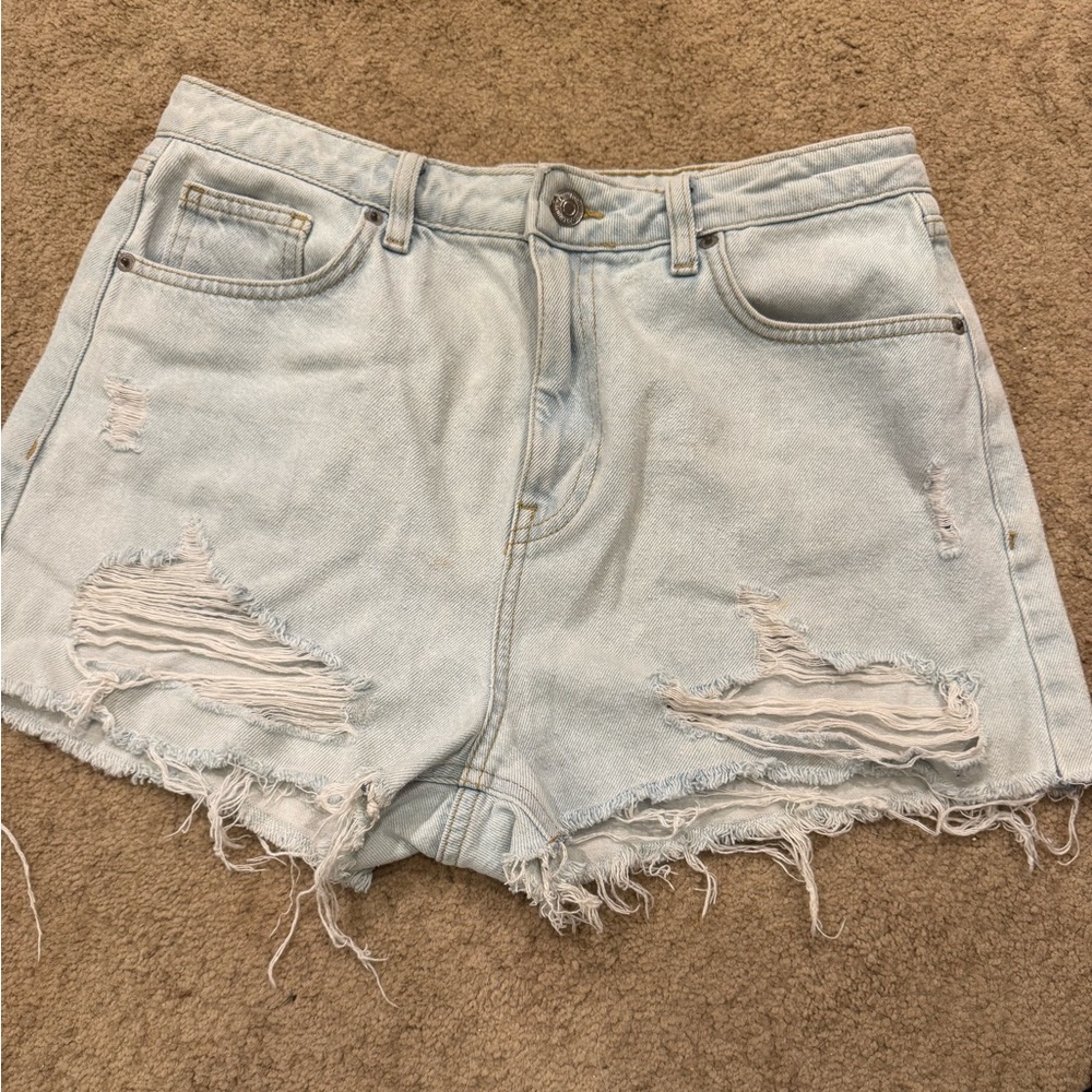 Light Blue Distressed Denim Shorts Forever 21 - Picture 1 of 4